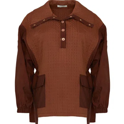 Nocturne Oversized Quilted Sweatshirt In Brown