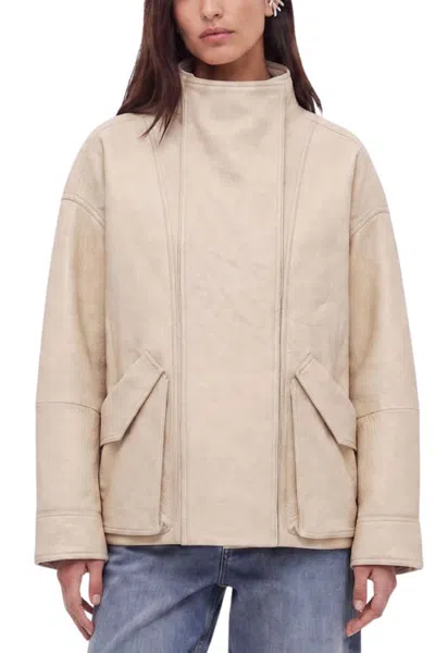 Nocturne Oversized Shearling Jacket In Neutral