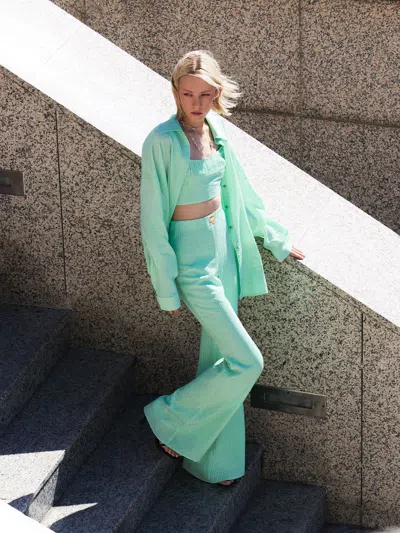 Nocturne Oversized Twin Set Shirt In Mint Green