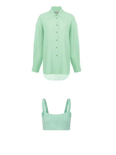Nocturne Oversized Twin Set Shirt In Mint Green