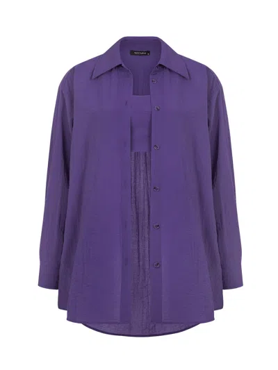 Nocturne Oversized Twin Set Shirt In Pink/purple