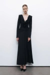 Nocturne Padded Accessory Detailed Maxi Dress In Black