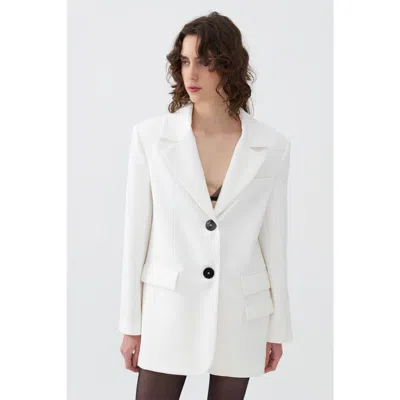 Nocturne Padded Shoulder  Blazer Jacket In Ivory