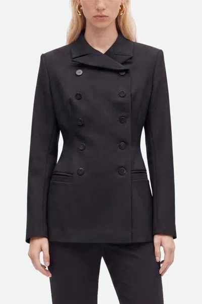 Nocturne Padded Shoulder Double Breasted Jacket In Black