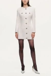 Nocturne Padded Shoulder Mini Dress In White