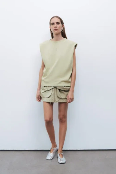 Nocturne Padded T-shirt In Olive Green