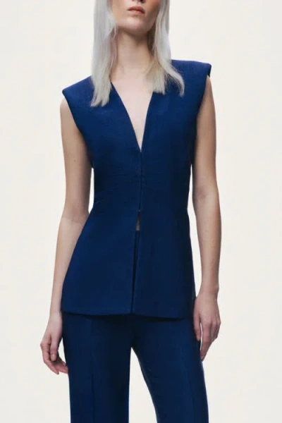 Nocturne Padded V-neck Vest In Blue