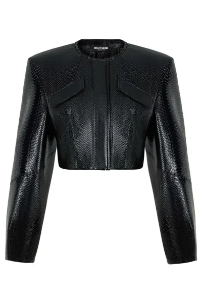 Nocturne Patent Leather Jacket In Blue