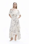 Nocturne Patterned Midi Dress In White