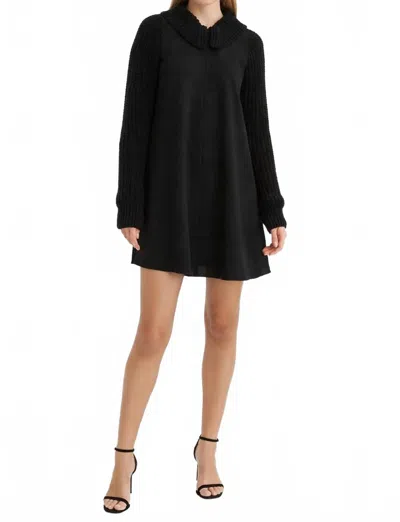 Nocturne Peter Pan Collared Knit Dress In Black