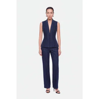 Nocturne Pinstripe Straight Leg Trousers In Blue