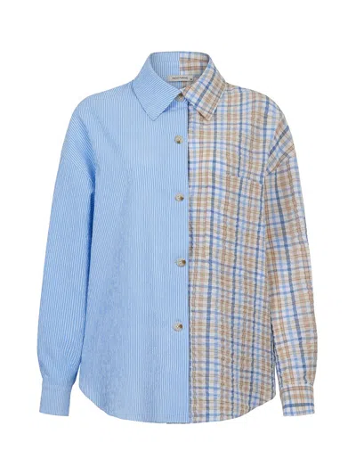 Nocturne Plaid-detail Oversized Shirt In Blue