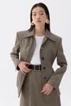 Nocturne Plaid Padded Shoulder Jacket