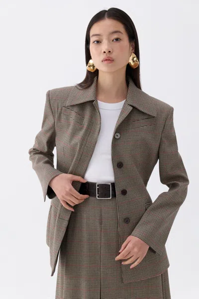 Nocturne Plaid Padded Shoulder Jacket