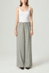 Nocturne Plaid Wide-leg Drawstring Pants In Gray