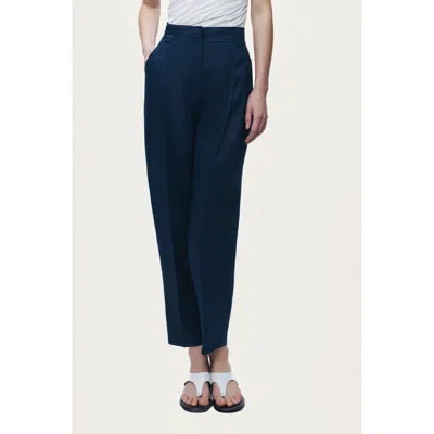 Nocturne Pleat Front Tapered Trousers In Blue