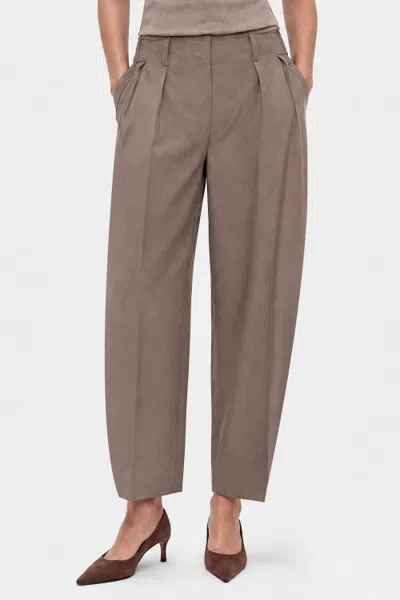 Nocturne Pleated Barrel Leg Trousers In Brown