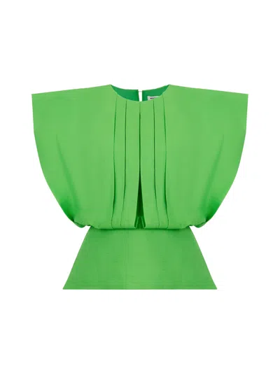 Nocturne Pleated Green Top
