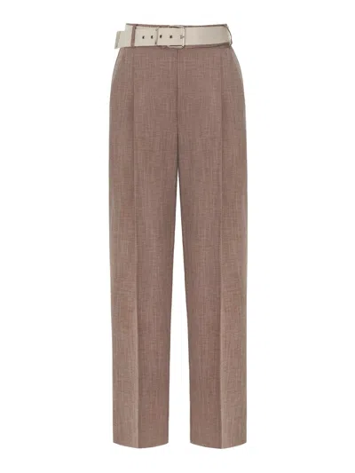 Nocturne Pleated High-waisted Pants In Brown