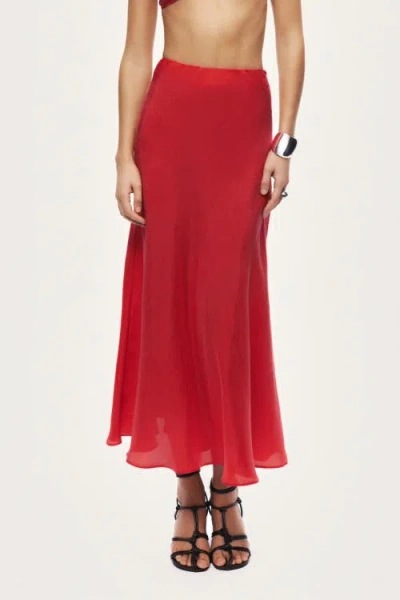 Nocturne Pleated Midi Skirt In Red