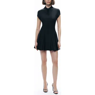 Nocturne Pleated Mini Dress In Black