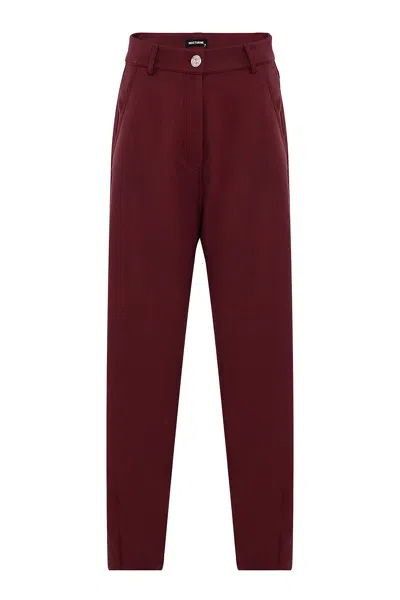 Nocturne Pleated Slouchy Pants In Burgundy