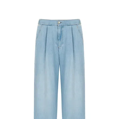 Nocturne Pleated Wide Leg Jeans In Blue