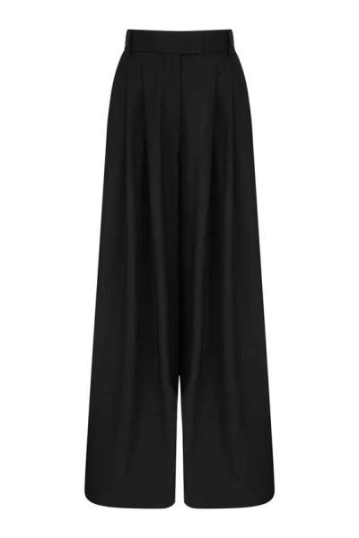 Nocturne Pleated Wide Leg Trousers In Black
