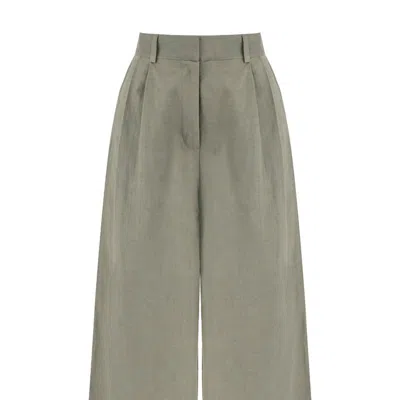 Nocturne Pleated Wide Leg Pants In Dark Beige