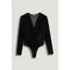 Nocturne Plunge V-neck Embellished Bodysuit In Black