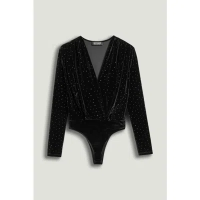 NOCTURNE NOCTURNE PLUNGE V-NECK EMBELLISHED BODYSUIT