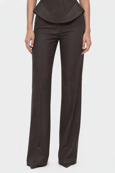 Nocturne Pressed Crease Straight Leg Trousers In Brown