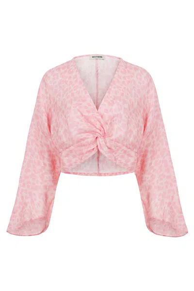 Nocturne Women's Printed Crop Blouse In Pink