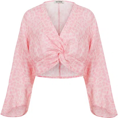 Nocturne Printed Crop Blouse In Pink