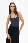 Shop Nocturne Printed Detail Crop Top In Anthracite