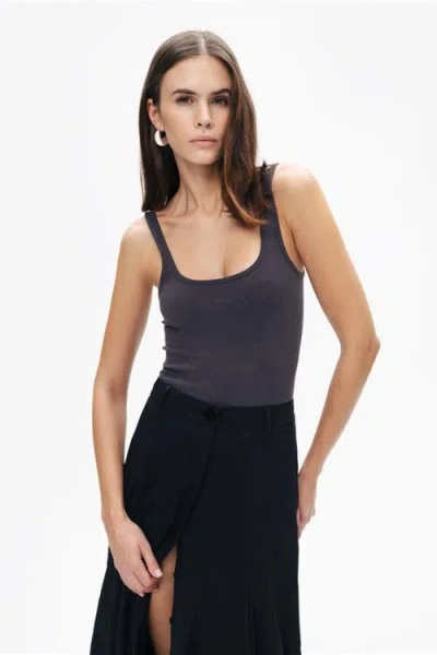 Nocturne Printed Detail Crop Top In Anthracite