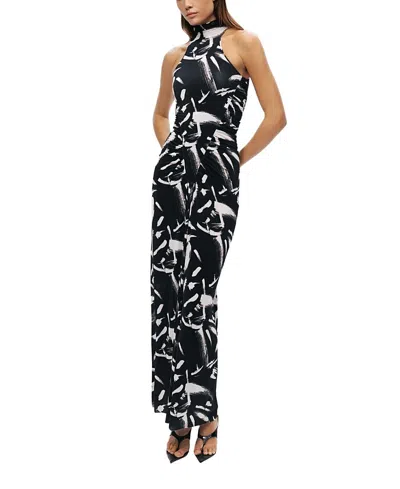 Nocturne Printed Halter Maxi Dress In Black