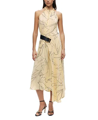 Nocturne Printed Halter Midi Dress In Brown