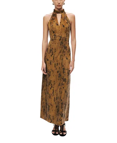 Nocturne Printed Halter-neck Maxi Dress In Multi