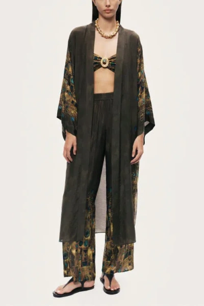 Nocturne Printed Long Kimono In Black