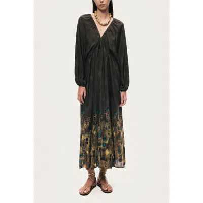Nocturne Printed Long Sleeve Maxi Dress In Multi