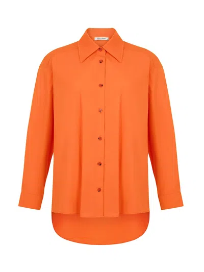 Nocturne Printed Oversized Shirt In Orange