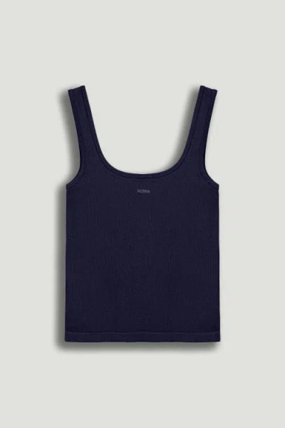 Nocturne Printed Sleeveless Crop Top In Blue