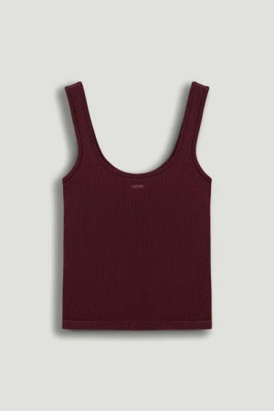Nocturne Printed Sleeveless Crop Top In Burgundy