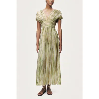 Nocturne Printed V-neck Midi Dress In Multi
