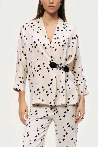 Nocturne Printed Wrap Jacket In White
