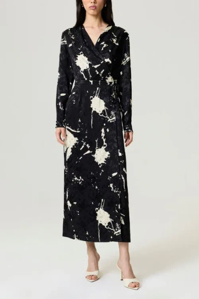 Nocturne Printed Wrap Maxi Dress In Black