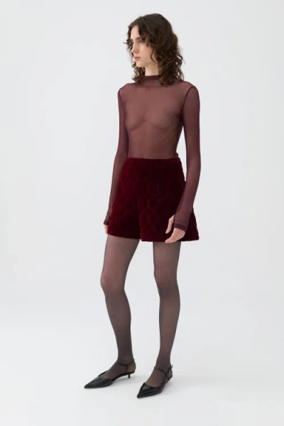 Nocturne Quilted Mini Shorts In Burgundy