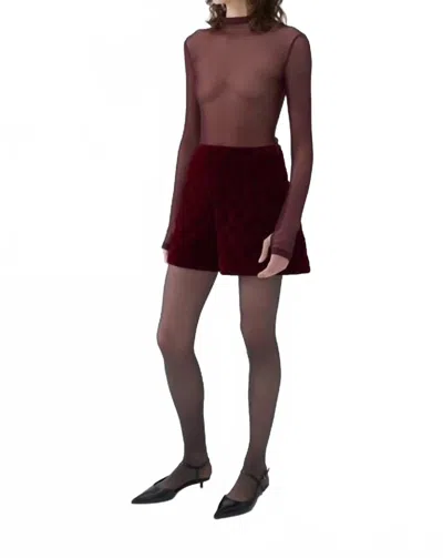 Nocturne Quilted Mini Shorts In Burgundy In White