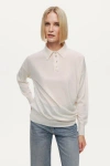 Nocturne Relaxed Polo Knit Sweater In White